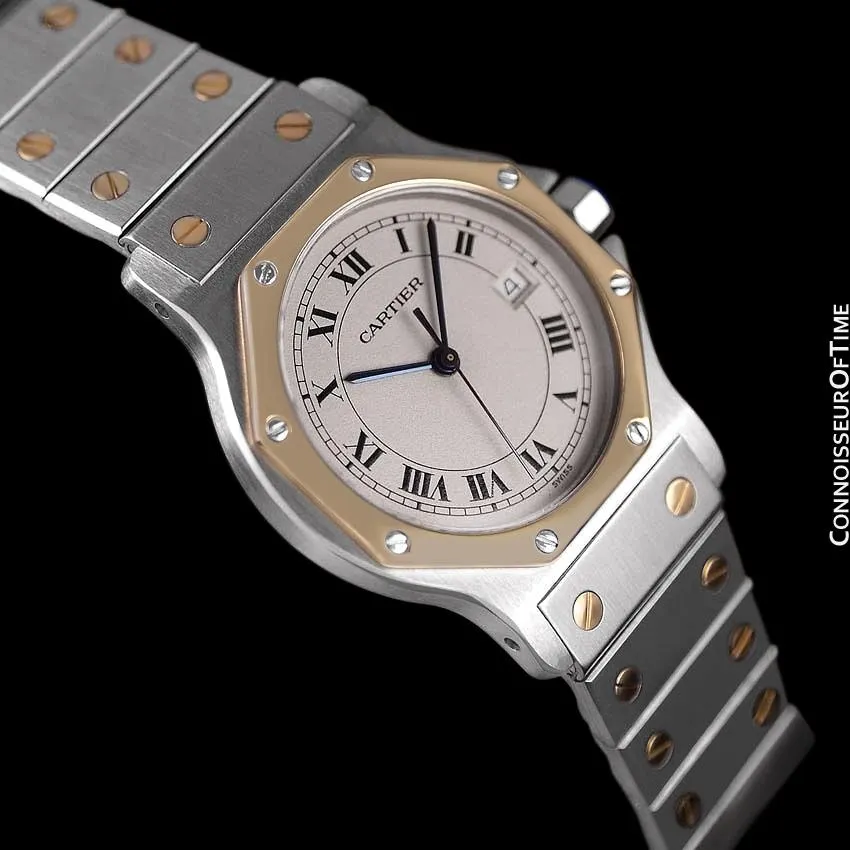 Cartier Santos Octagon Mens (Midsize) Quartz Watch - Stainless Steel and 18K Gold