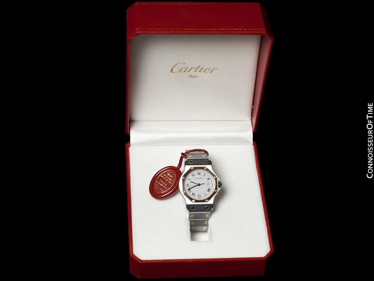 Cartier Santos Octagon Mens (Midsize) Quartz Watch - Stainless Steel and 18K Gold