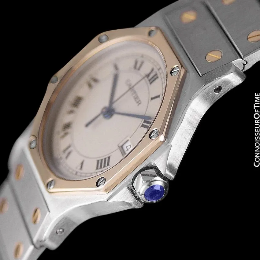 Cartier Santos Octagon Mens Midsize Unisex Quartz Watch - Stainless Steel & 18K Gold