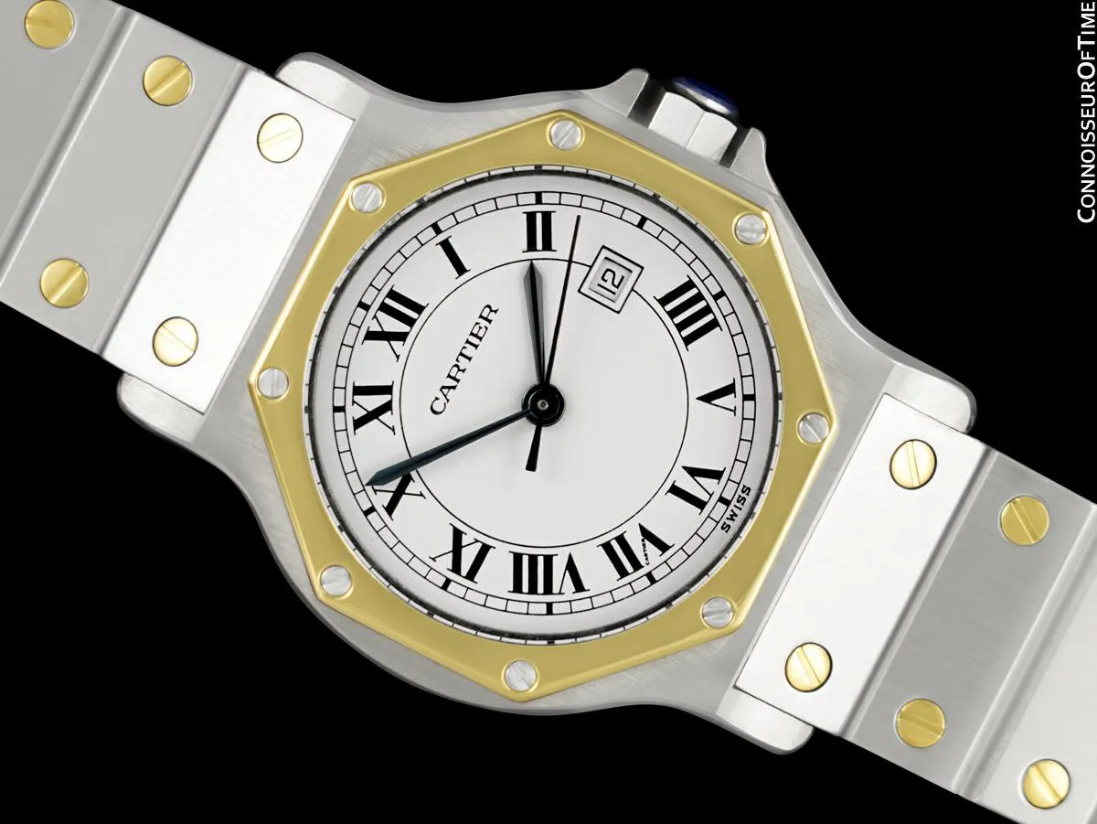 Cartier Santos Octagon Mens Unisex Watch, Automatic - Stainless Steel & 18K Gold