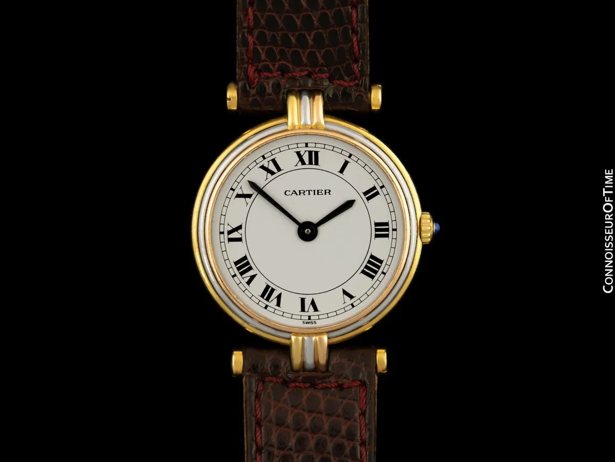 Cartier Vendome Trinity Ladies Solid 18K Gold Watch - Yellow, White & Rose Gold