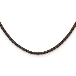Chisel 4mm Genuine Leather Hexagon Weave 18 inch Necklace