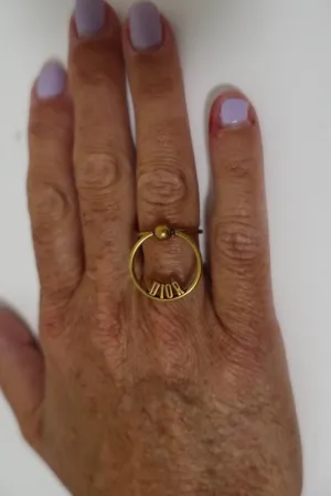 Christian Dior Hanging Circle Logo Ring Size 7