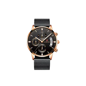 Chrono Black Rose 43MM Mens Chronograph Watch In Black/Rose Gold