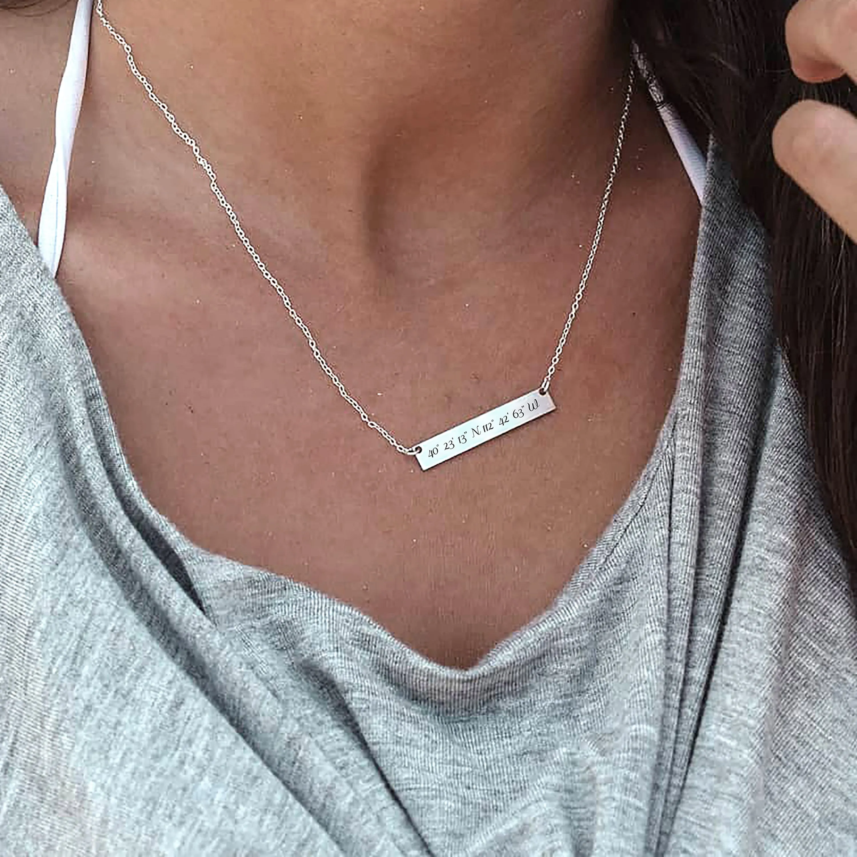 Coordinates Necklace - Custom Bar Jewelry