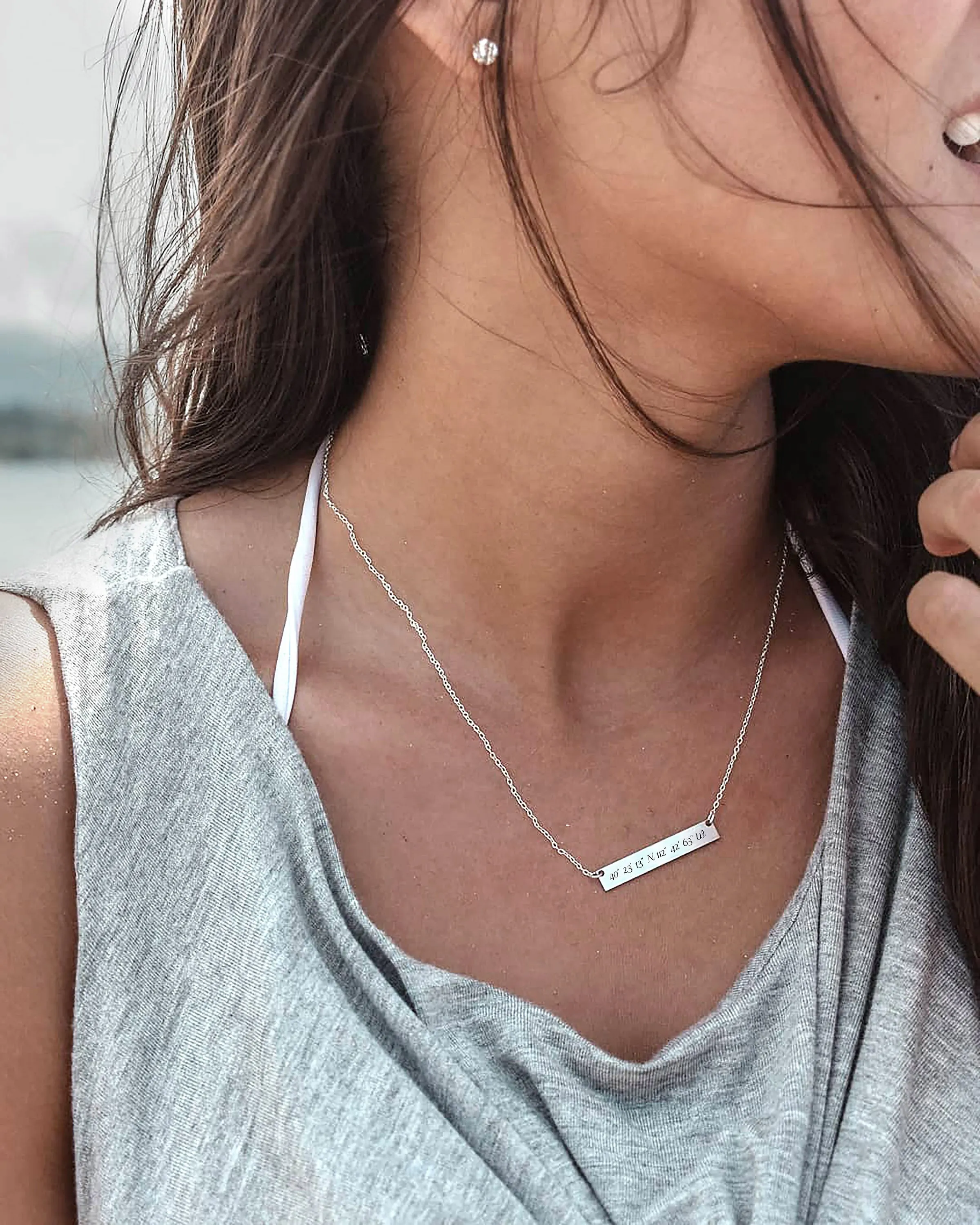 Coordinates Necklace - Custom Bar Jewelry