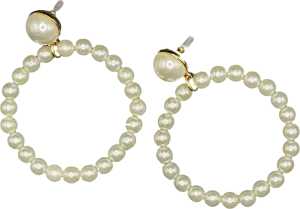 Cream Pearl Oversize Ring Earrings