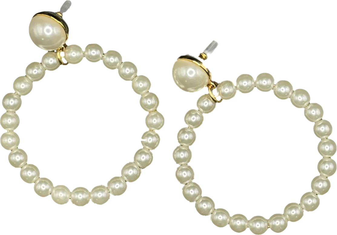 Cream Pearl Oversize Ring Earrings