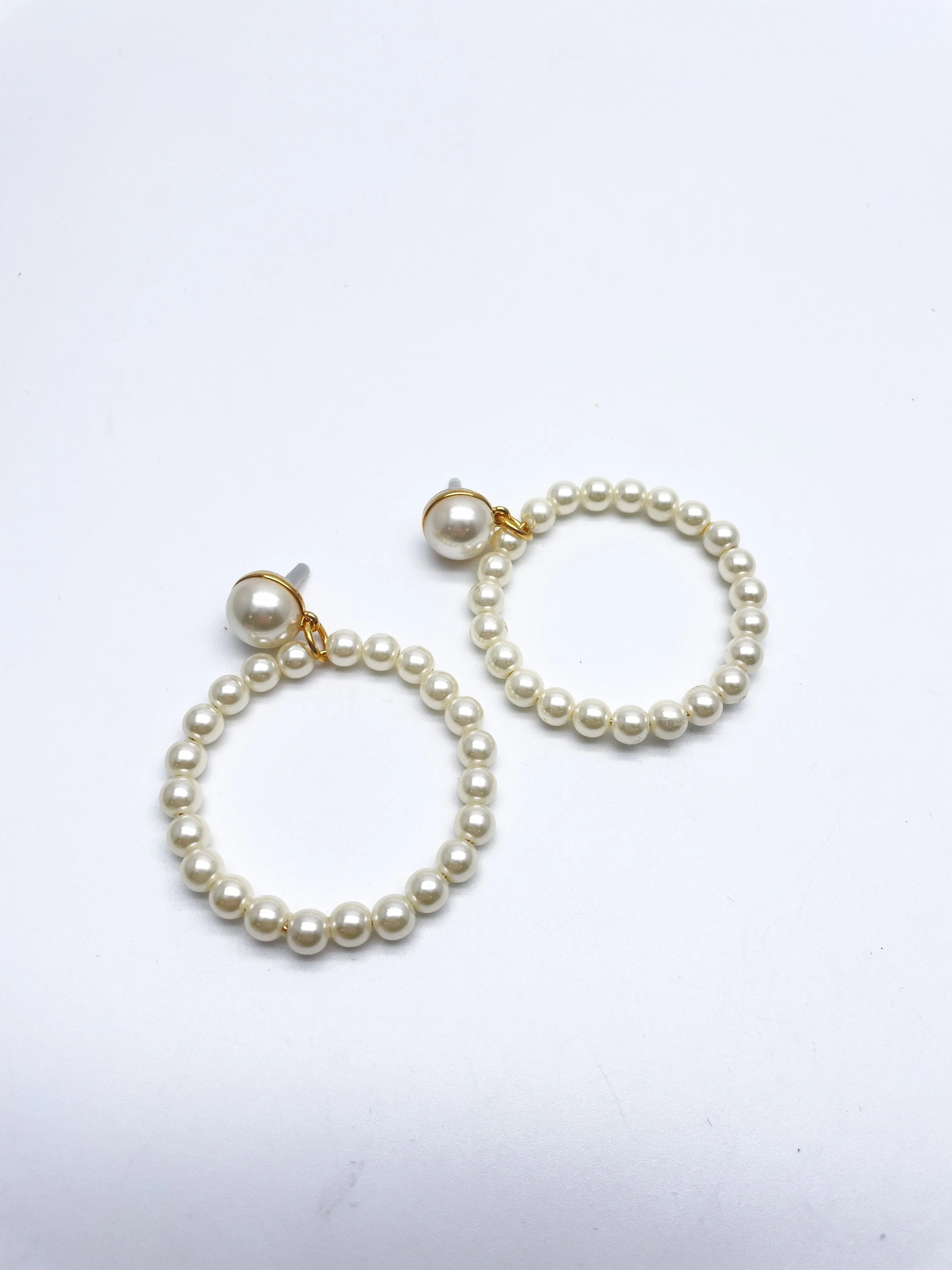 Cream Pearl Oversize Ring Earrings