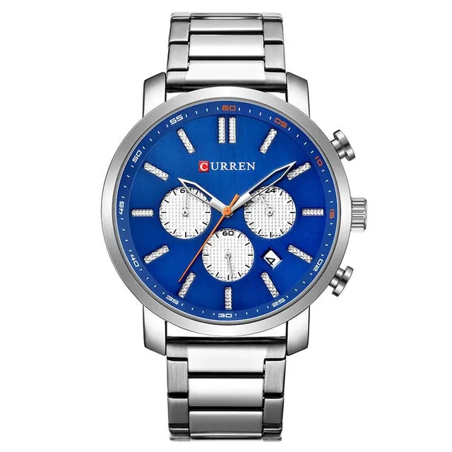 Curren Watch Fashion Mens Watches Blue Gold Military Army Stainless Steel Quartz Mens Watches Top Brand Luxury Men Watch Luxury