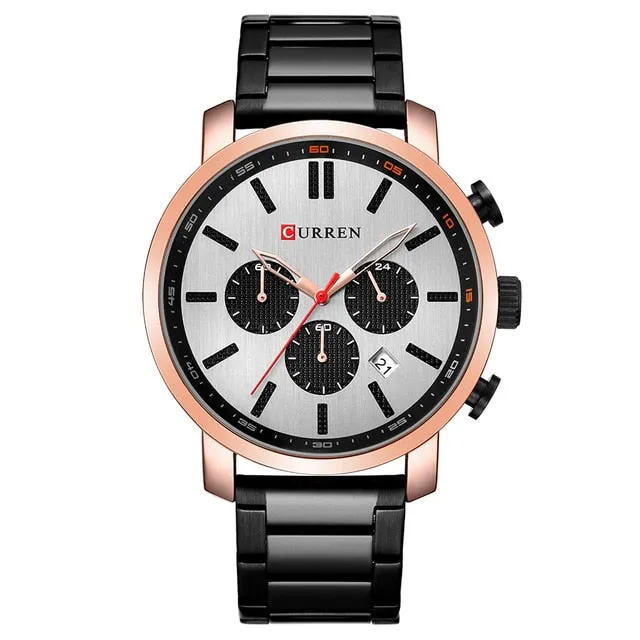 Curren Watch Fashion Mens Watches Blue Gold Military Army Stainless Steel Quartz Mens Watches Top Brand Luxury Men Watch Luxury