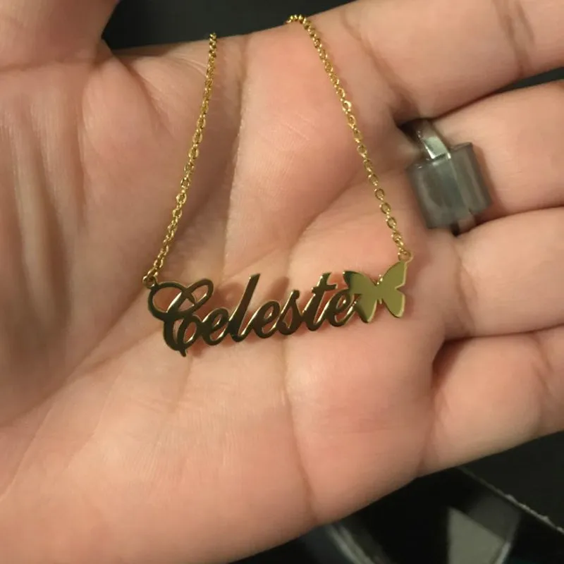 Custom Butterfly Name Necklace