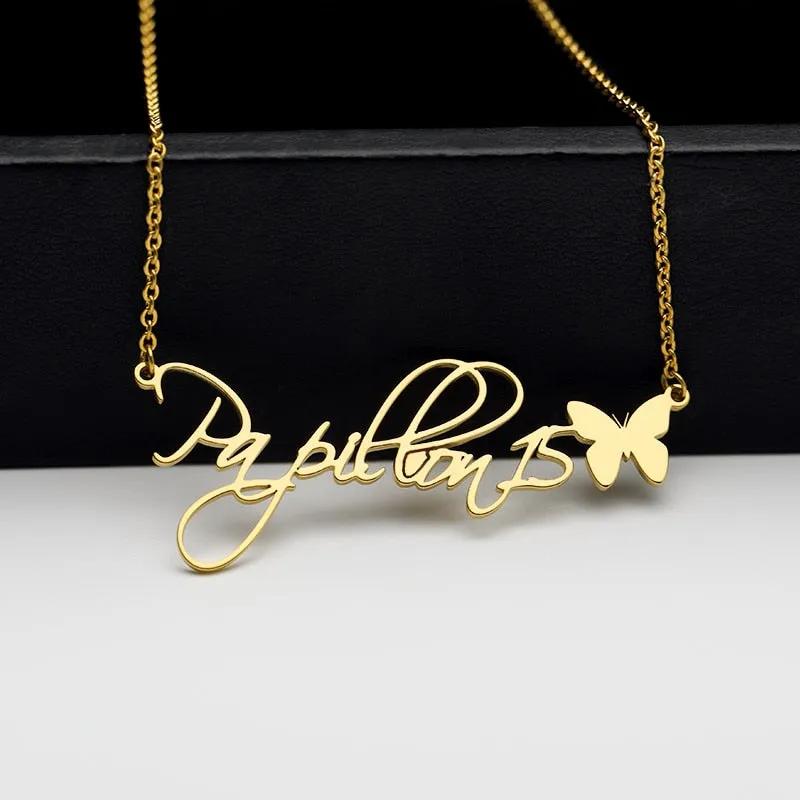 Custom Butterfly Name Necklace