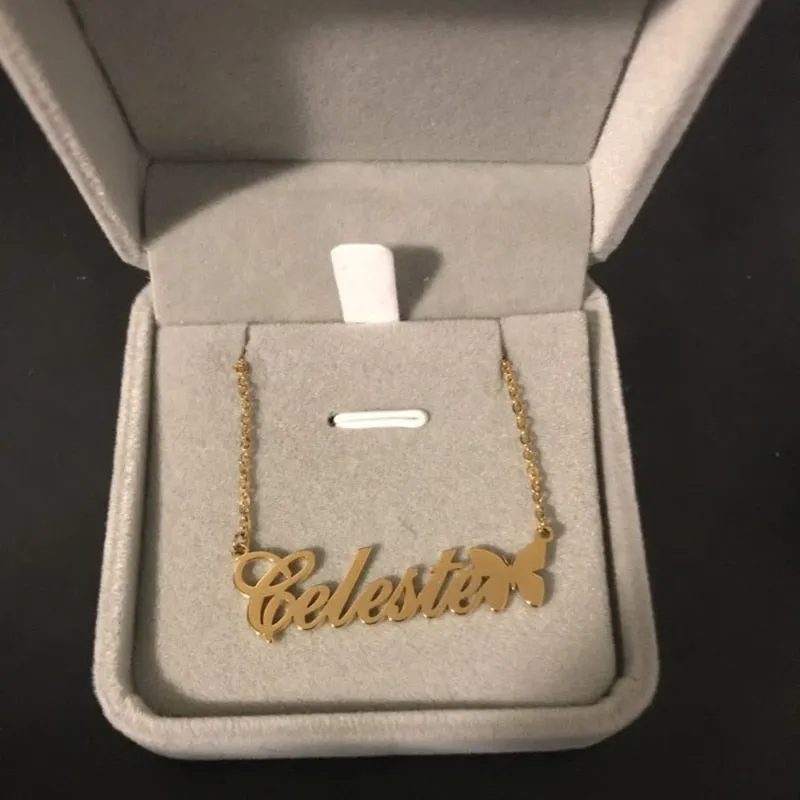Custom Butterfly Name Necklace