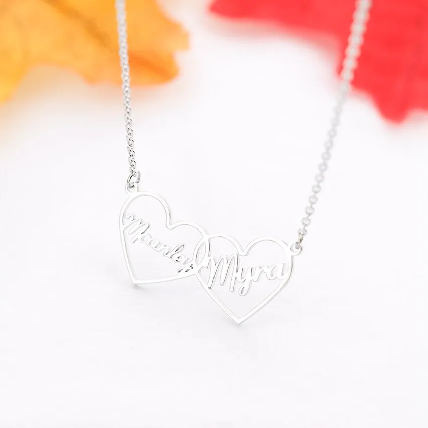Custom Double Name Intertwined Heart Necklace