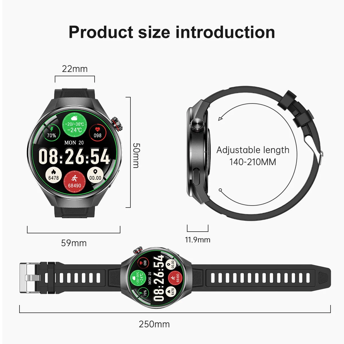 DATEOY G5 PLUS Smartwatch with 1.75" AMOLED Display, Bluetooth Call, GPS, Compass, 400mAh Battery, Multi-Dimensional Health Monitoring & Sleep Tracker