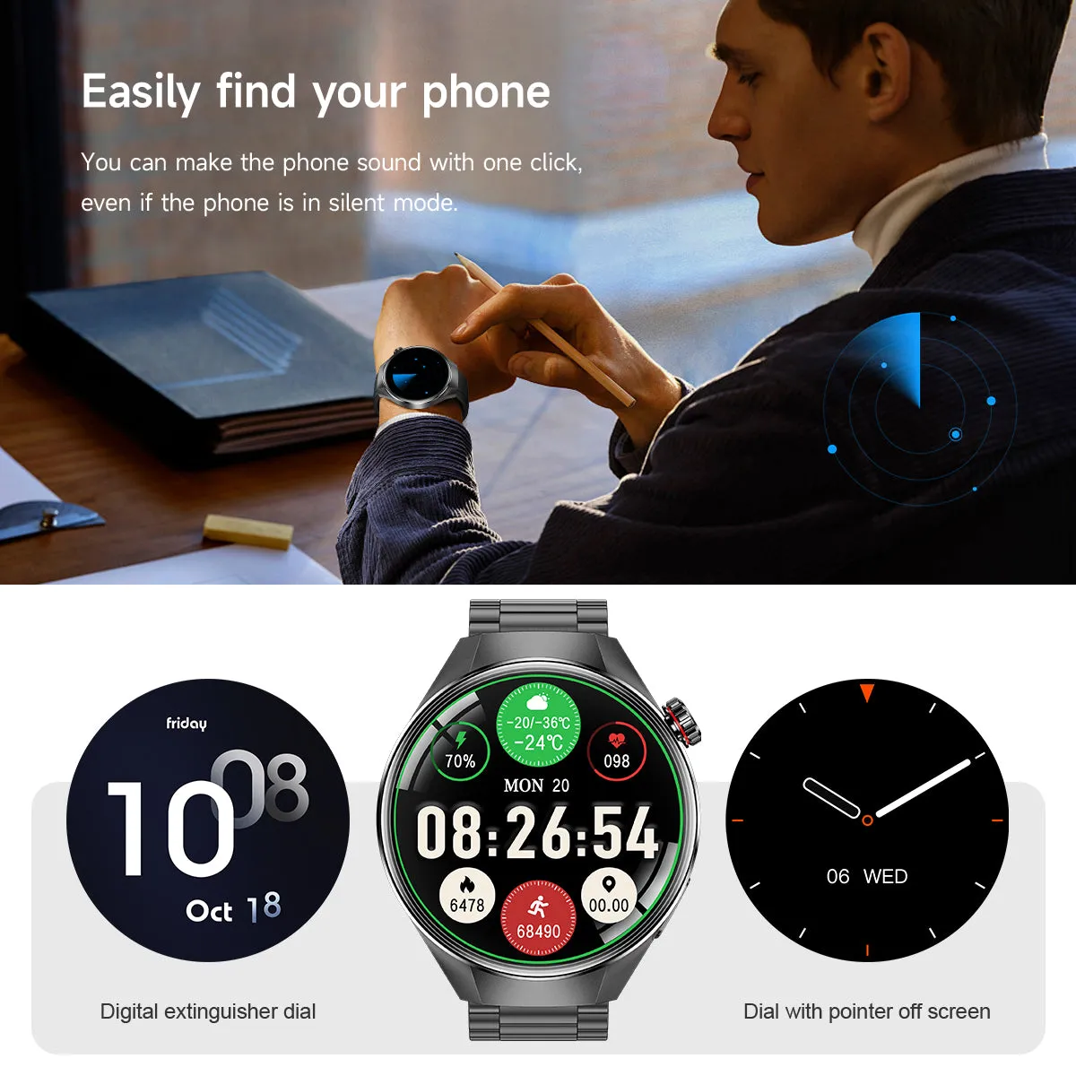 DATEOY G5 PLUS Smartwatch with 1.75" AMOLED Display, Bluetooth Call, GPS, Compass, 400mAh Battery, Multi-Dimensional Health Monitoring & Sleep Tracker