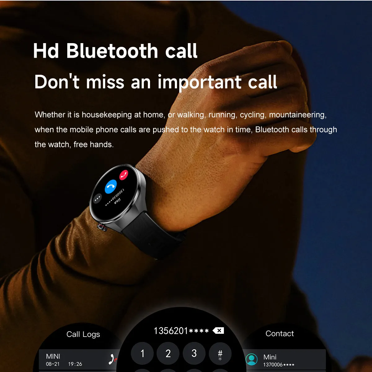 DATEOY G5 PLUS Smartwatch with 1.75" AMOLED Display, Bluetooth Call, GPS, Compass, 400mAh Battery, Multi-Dimensional Health Monitoring & Sleep Tracker