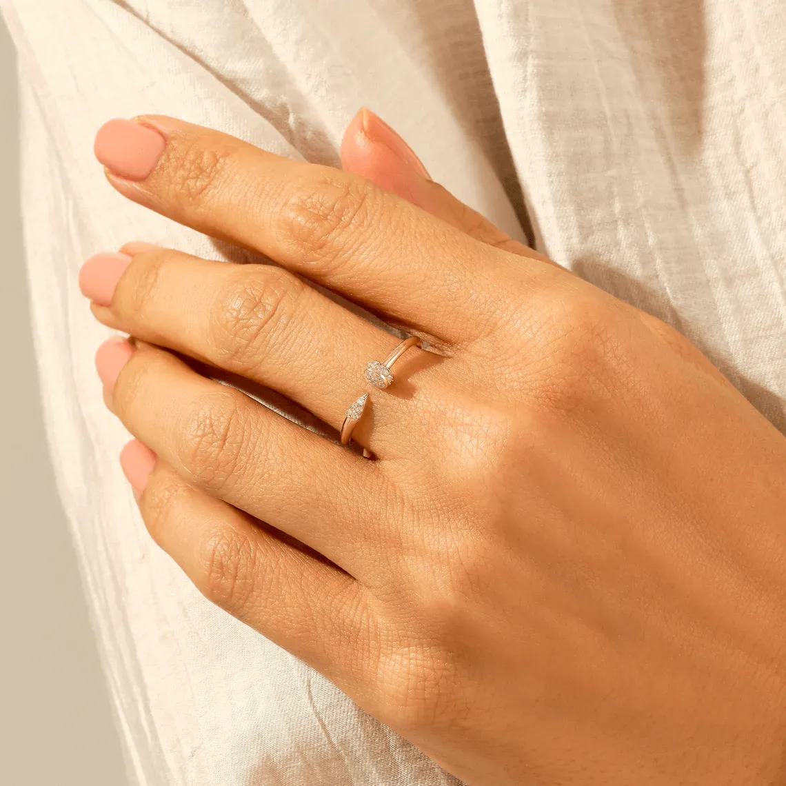 Diamond Nail Ring in Gold