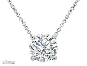 Diamond Pendant Necklace Solitaire Floating 0.50 CTW Round Cut 14k White Gold