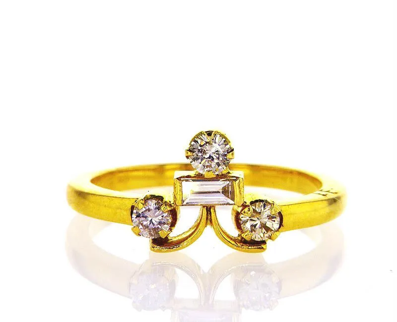 Diamond Ring 18k Yellow Gold 0.37 CT G Color VS1 Clarity Natural Round Cut