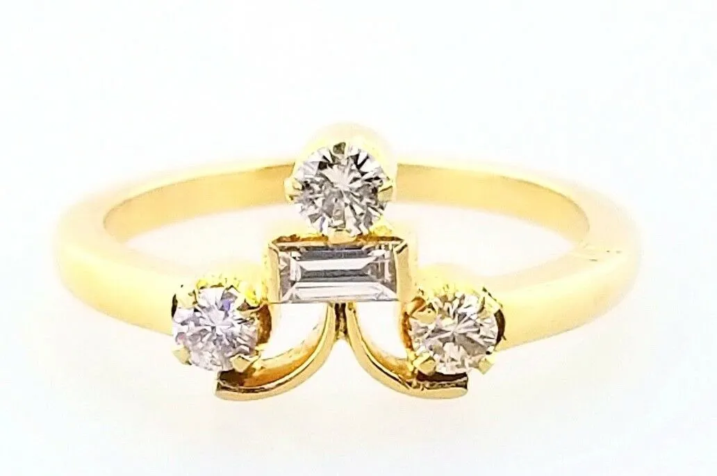 Diamond Ring 18k Yellow Gold 0.37 CT G Color VS1 Clarity Natural Round Cut