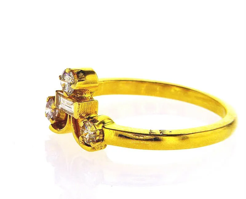 Diamond Ring 18k Yellow Gold 0.37 CT G Color VS1 Clarity Natural Round Cut