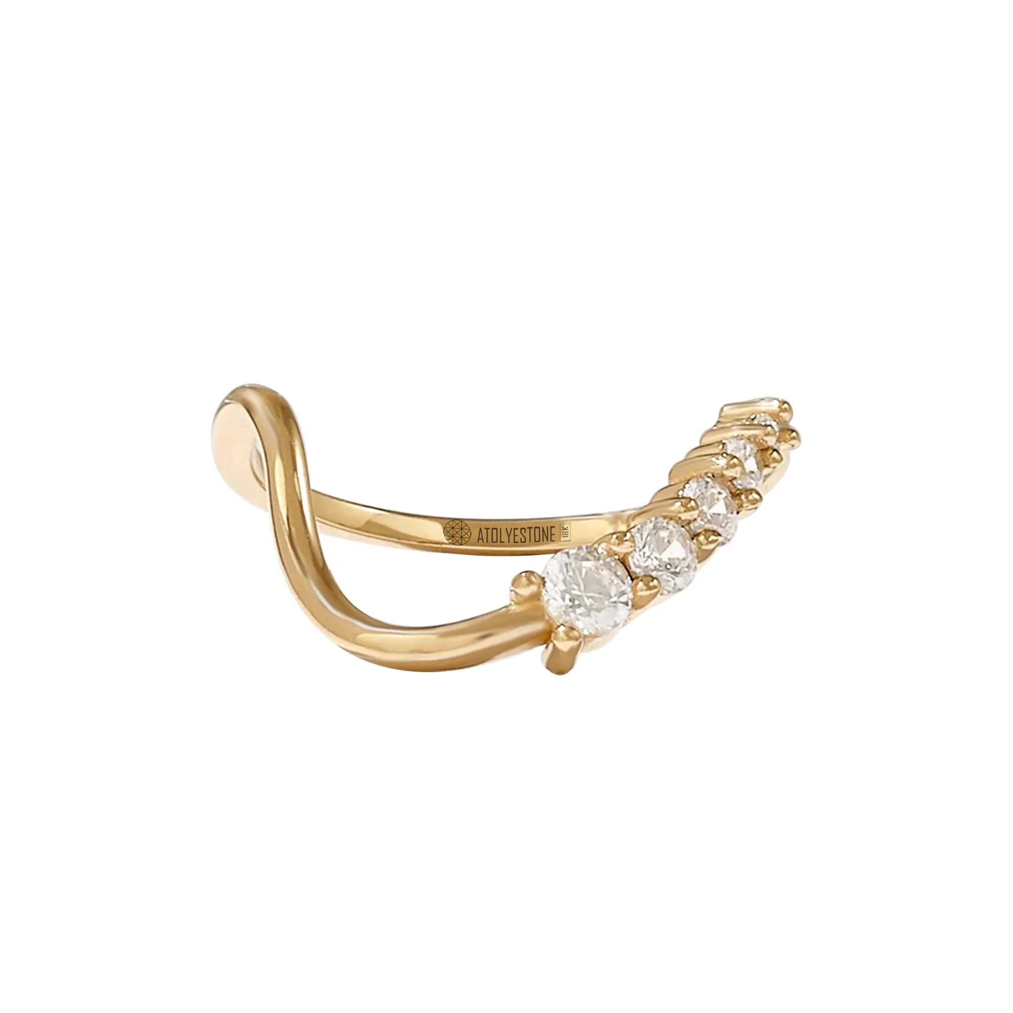 Diamond Wave Stacking Ring in Gold