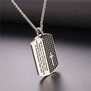 Dog Tag Bible Verse Cross Necklace