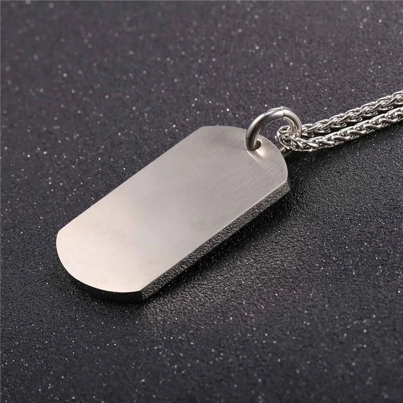 Dog Tag Bible Verse Cross Necklace