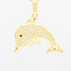 Dolphin Cubic Zirconia Pendant 14K Gold Filled Women Fashion Jewelry
