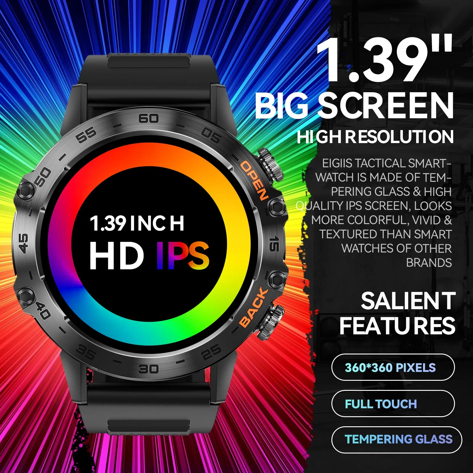 EIGIIS K52 Smart Watch for Men Answer/Make Calls 1.39-Inch Smartwatch Voice Assistant Notification Fitness Watch Fitness Tracker Pedometer Watch with Heart Rate Monitor Sleep Tracker 100  Training Modes for Android iOS