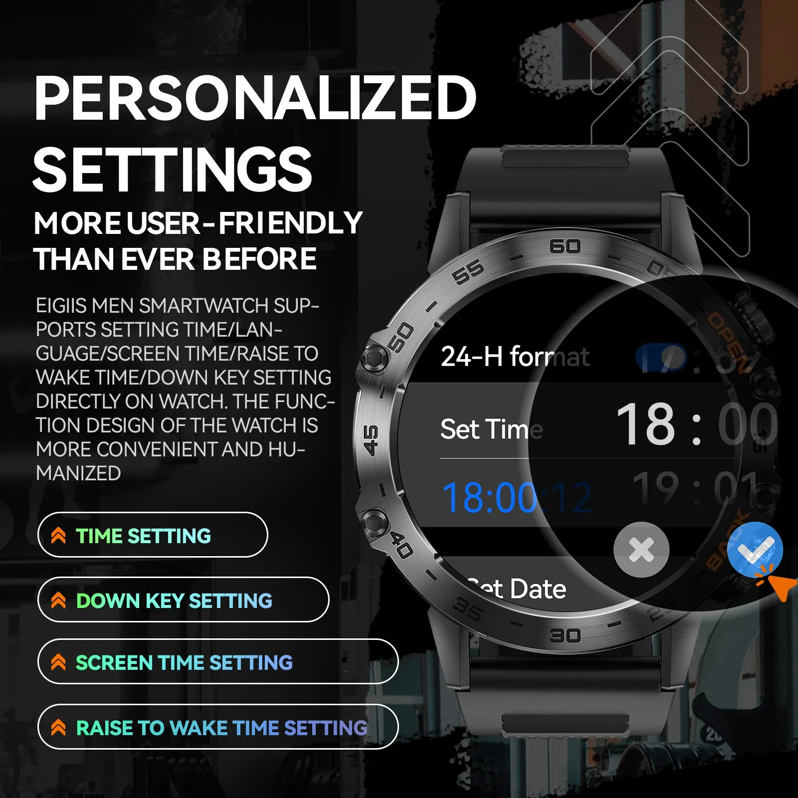 EIGIIS K52 Smart Watch for Men Answer/Make Calls 1.39-Inch Smartwatch Voice Assistant Notification Fitness Watch Fitness Tracker Pedometer Watch with Heart Rate Monitor Sleep Tracker 100  Training Modes for Android iOS