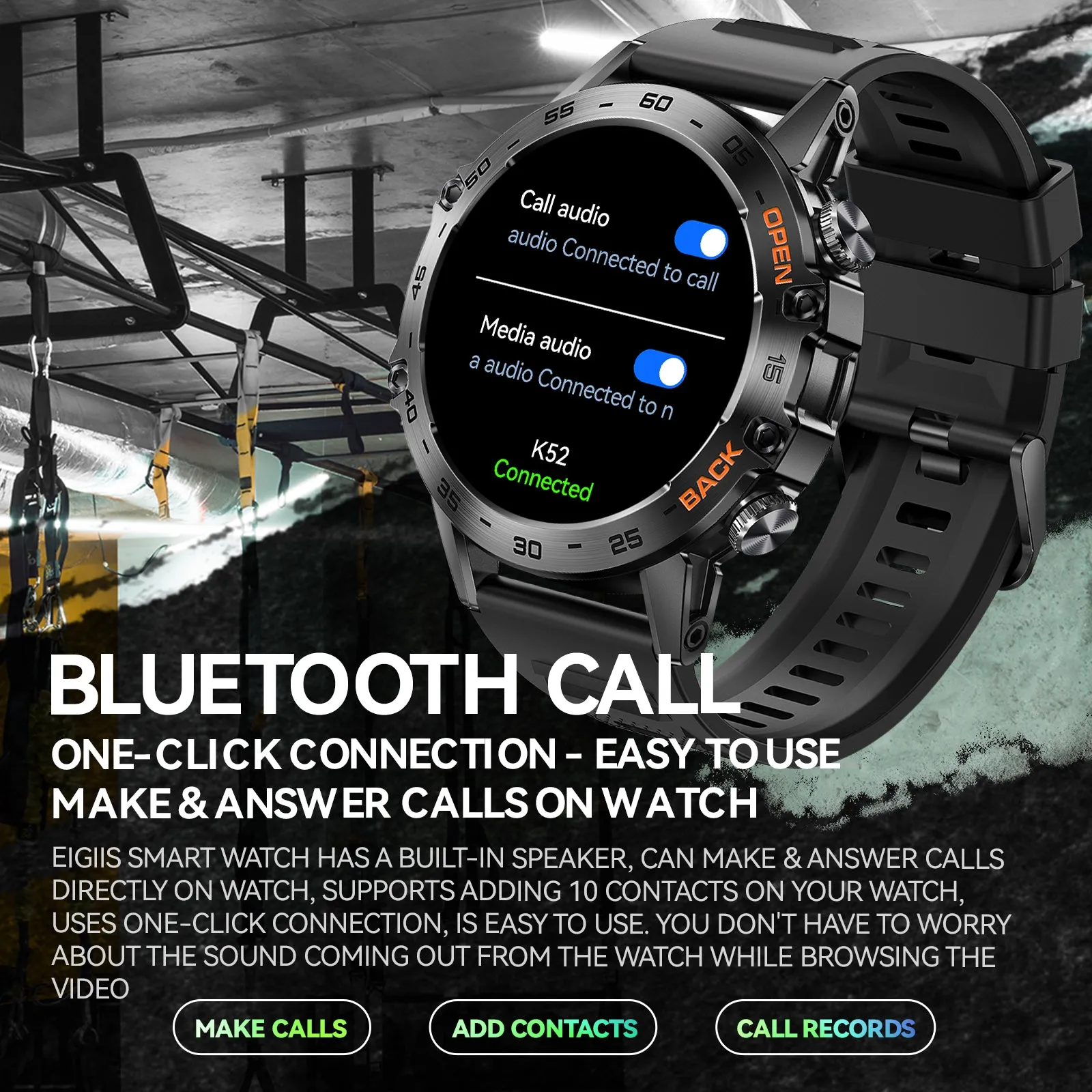 EIGIIS K52 Smart Watch for Men Answer/Make Calls 1.39-Inch Smartwatch Voice Assistant Notification Fitness Watch Fitness Tracker Pedometer Watch with Heart Rate Monitor Sleep Tracker 100  Training Modes for Android iOS
