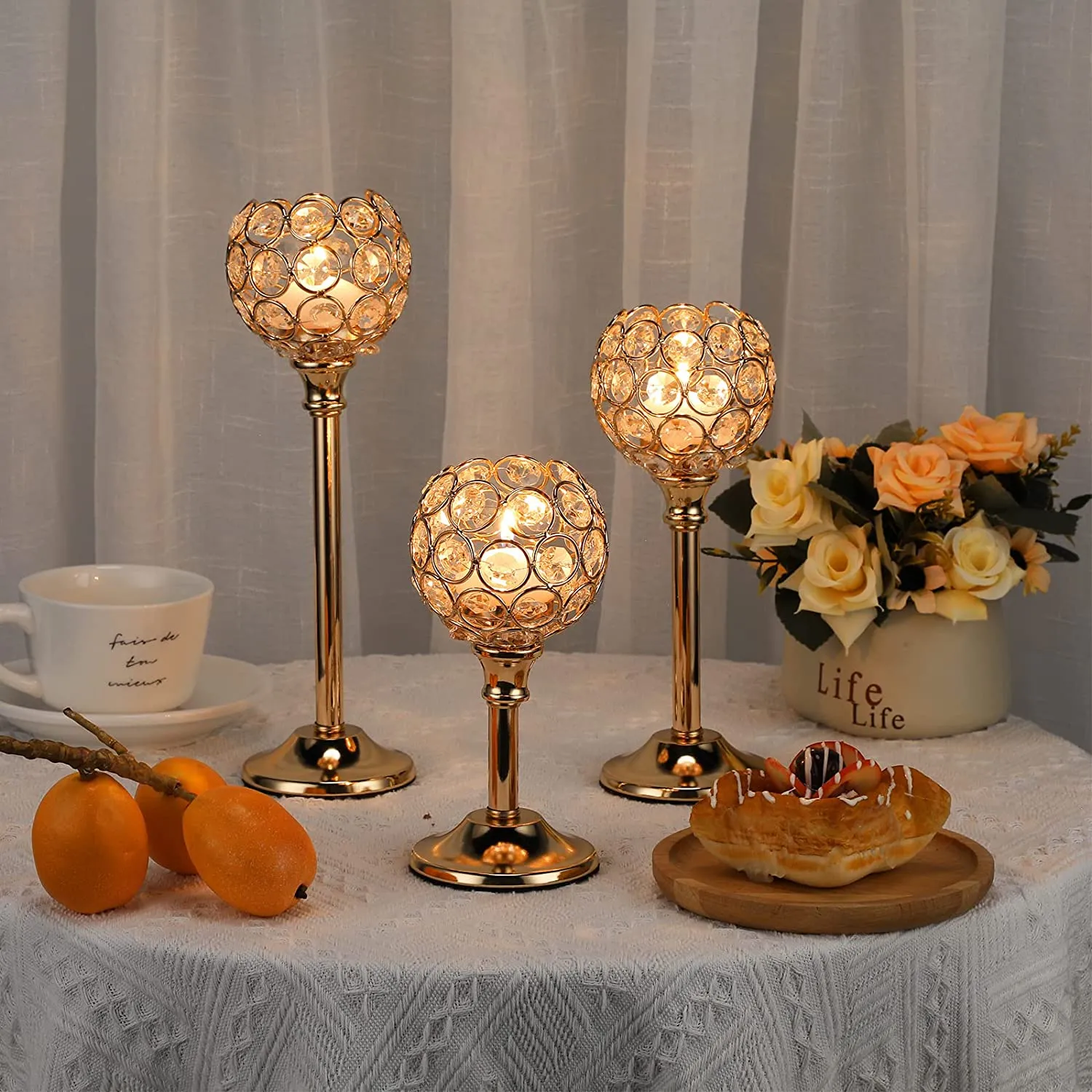 Elegant Crystal Wishing Candlestick Table Decor