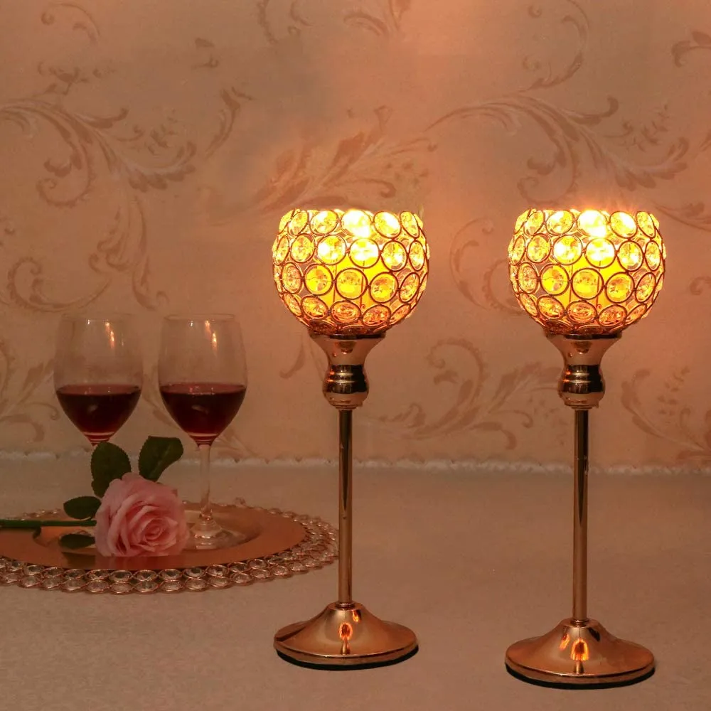 Elegant Crystal Wishing Candlestick Table Decor
