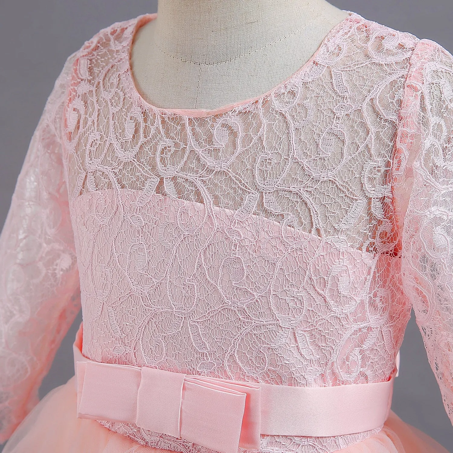 Elegant Pink Lace Flower Princess Dress for Girls: Perfect for Eid Celebrations