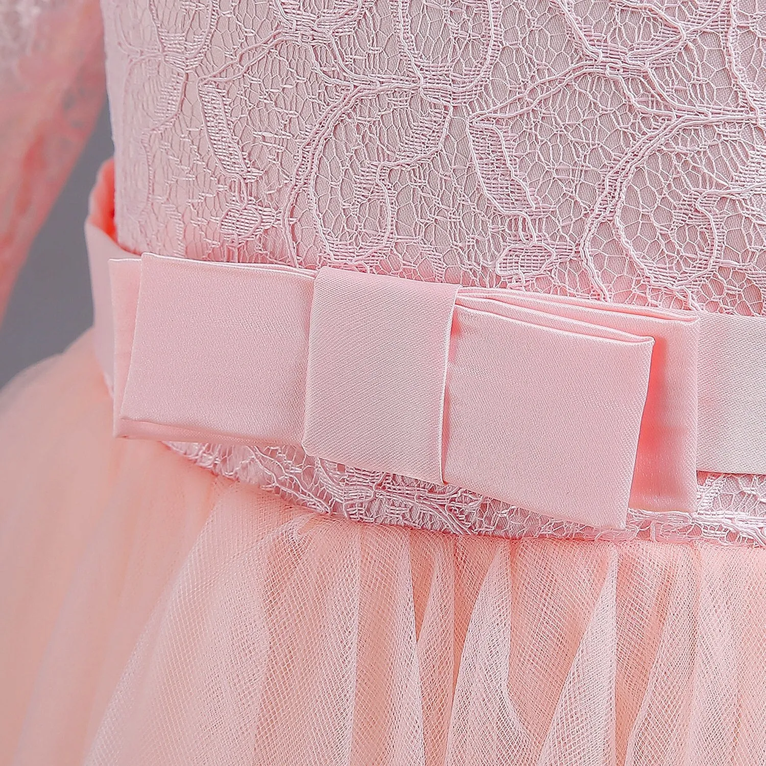 Elegant Pink Lace Flower Princess Dress for Girls: Perfect for Eid Celebrations