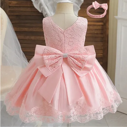 Elegant Pink Princess Dress for 12 Month Old Baby Girl's First Birthday