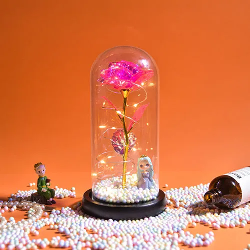 Enchanted Galaxy LED Preserved Rose Beauty and the Beast Glass Dome