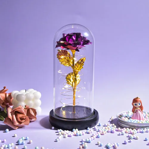 Enchanted Galaxy LED Preserved Rose Beauty and the Beast Glass Dome