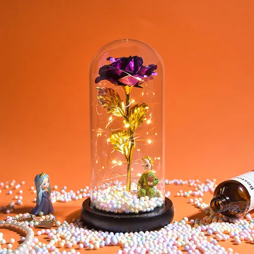 Enchanted Galaxy LED Preserved Rose Beauty and the Beast Glass Dome