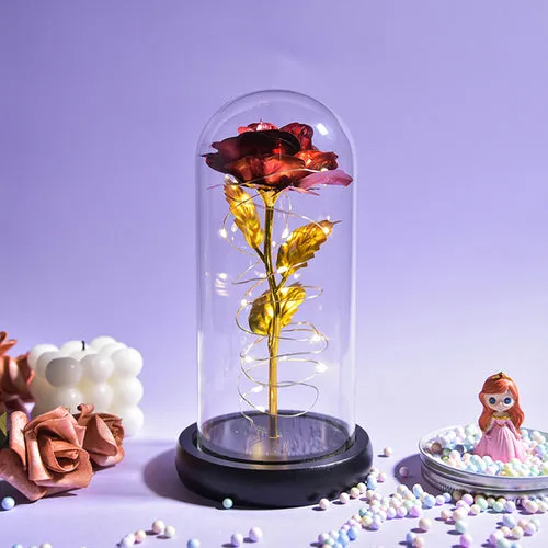 Enchanted Galaxy LED Preserved Rose Beauty and the Beast Glass Dome