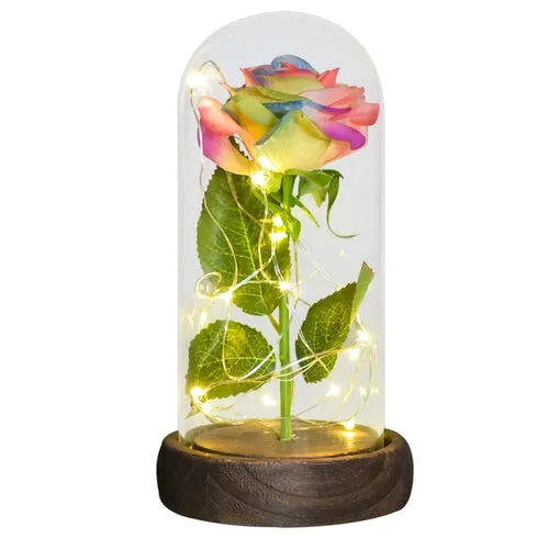 Enchanted Galaxy LED Preserved Rose Beauty and the Beast Glass Dome