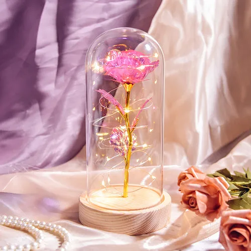 Enchanted Galaxy LED Preserved Rose Beauty and the Beast Glass Dome