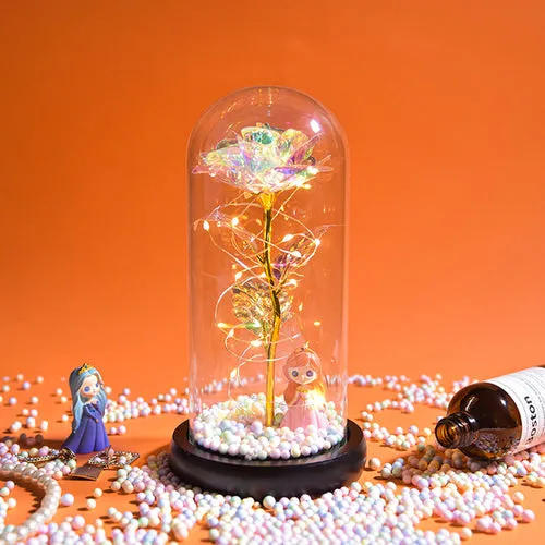 Enchanted Galaxy LED Preserved Rose Beauty and the Beast Glass Dome