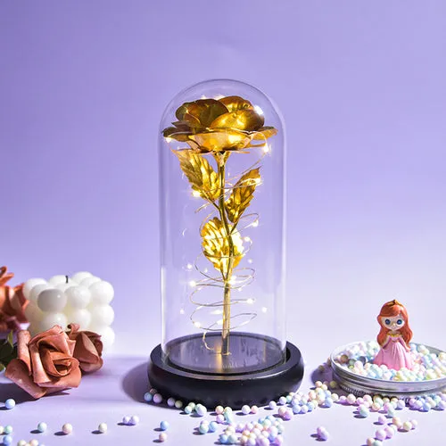 Enchanted Galaxy LED Preserved Rose Beauty and the Beast Glass Dome