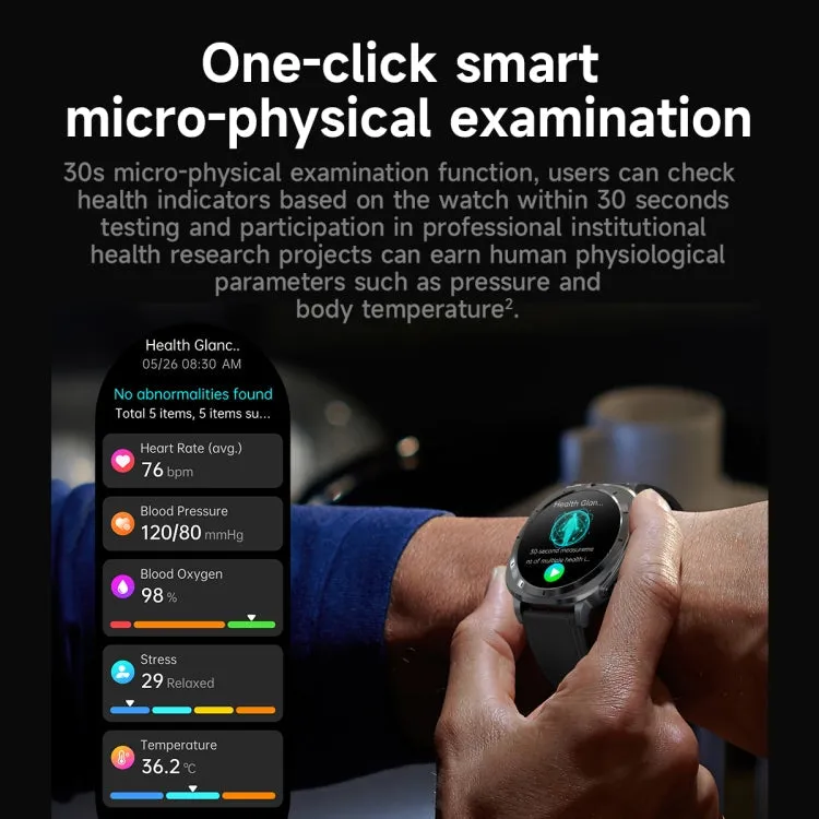 ET492 1.43 inch AMOLED Screen Steel Strap Smart Watch Supports ECG/Blood Sugar Monitoring(Black)