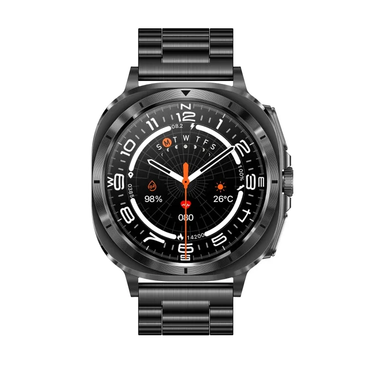 ET492 1.43 inch AMOLED Screen Steel Strap Smart Watch Supports ECG/Blood Sugar Monitoring(Black)
