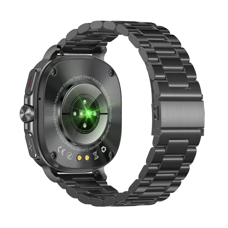 ET492 1.43 inch AMOLED Screen Steel Strap Smart Watch Supports ECG/Blood Sugar Monitoring(Black)